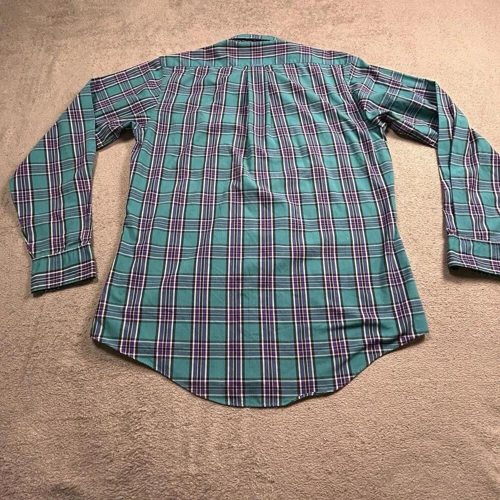 Levi Strauss Colorgraphs Button Down Shirt Mens M Vintage Plaid Teal Purple 90s